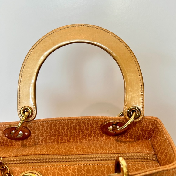 LADY DIOR BAG AUTHENTIC Unique Color Suede Satchel Gold Hardware Patent Leather - Picture 5 of 16